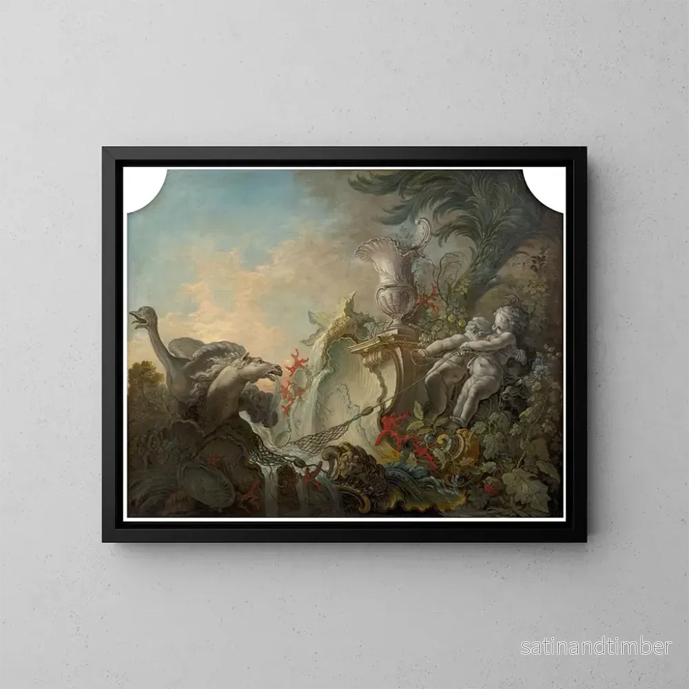 Reproduktion av målningen Les cupidons chassent une autruche - Jacques de La Joue