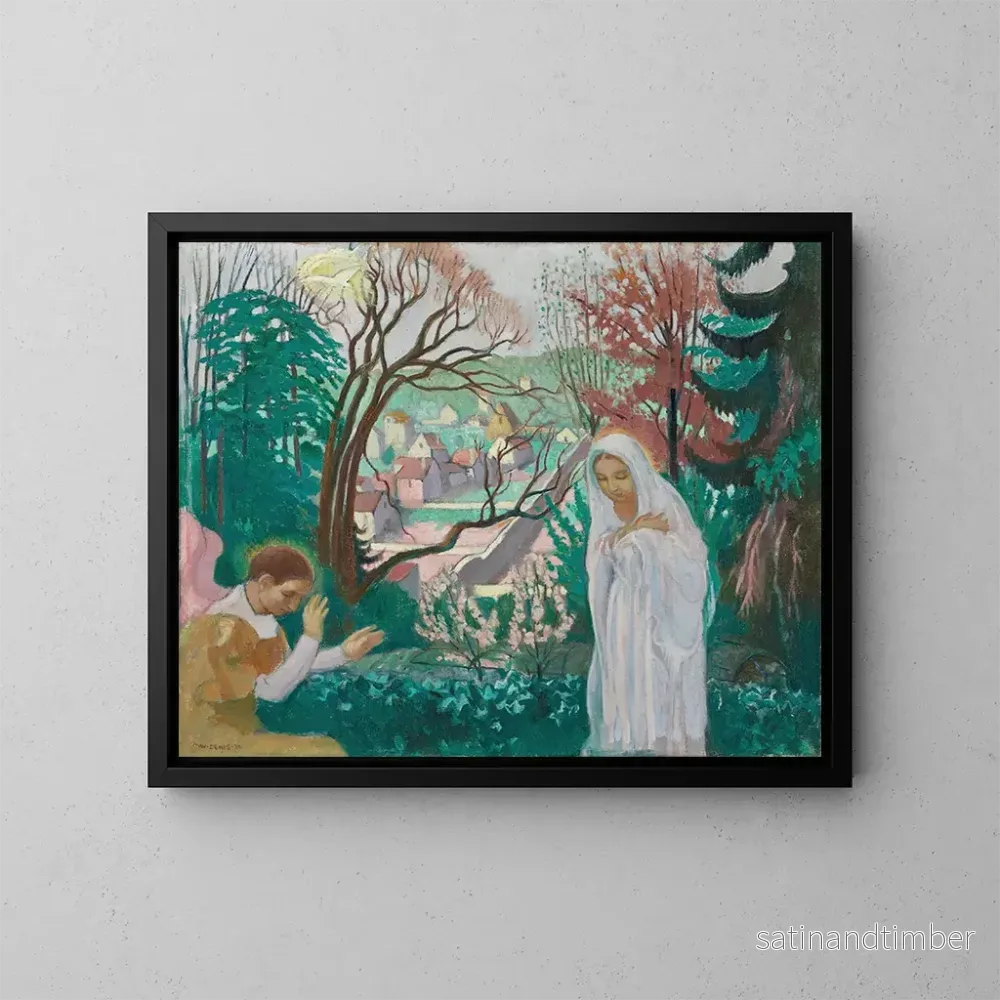 Reproduktion av målningen Annunciation i vårträdgården - Maurice Denis