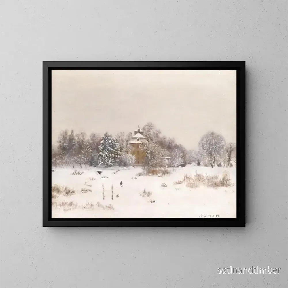 Reproduktion av målningen La lande près de Francfort en hiver - Hans Thoma