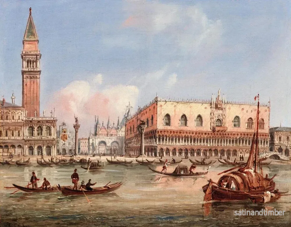Reproduktion av målningen Venise, vy av Piazzetta och Dogepalatset från Bacino di San Marco - Carlo Grubacs - Bild 2