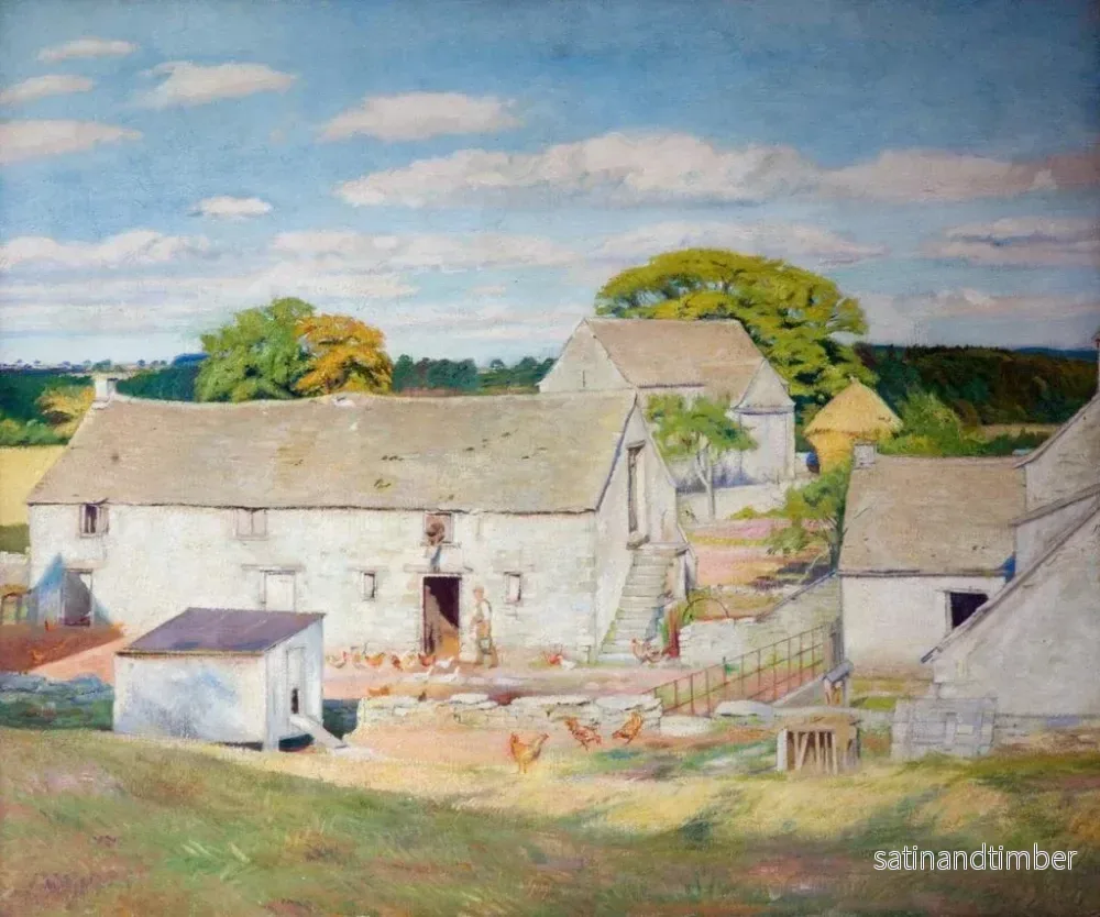 Reproduktion av målningen av Oakridge gård i slutet av sommaren - William Rothenstein - Bild 2