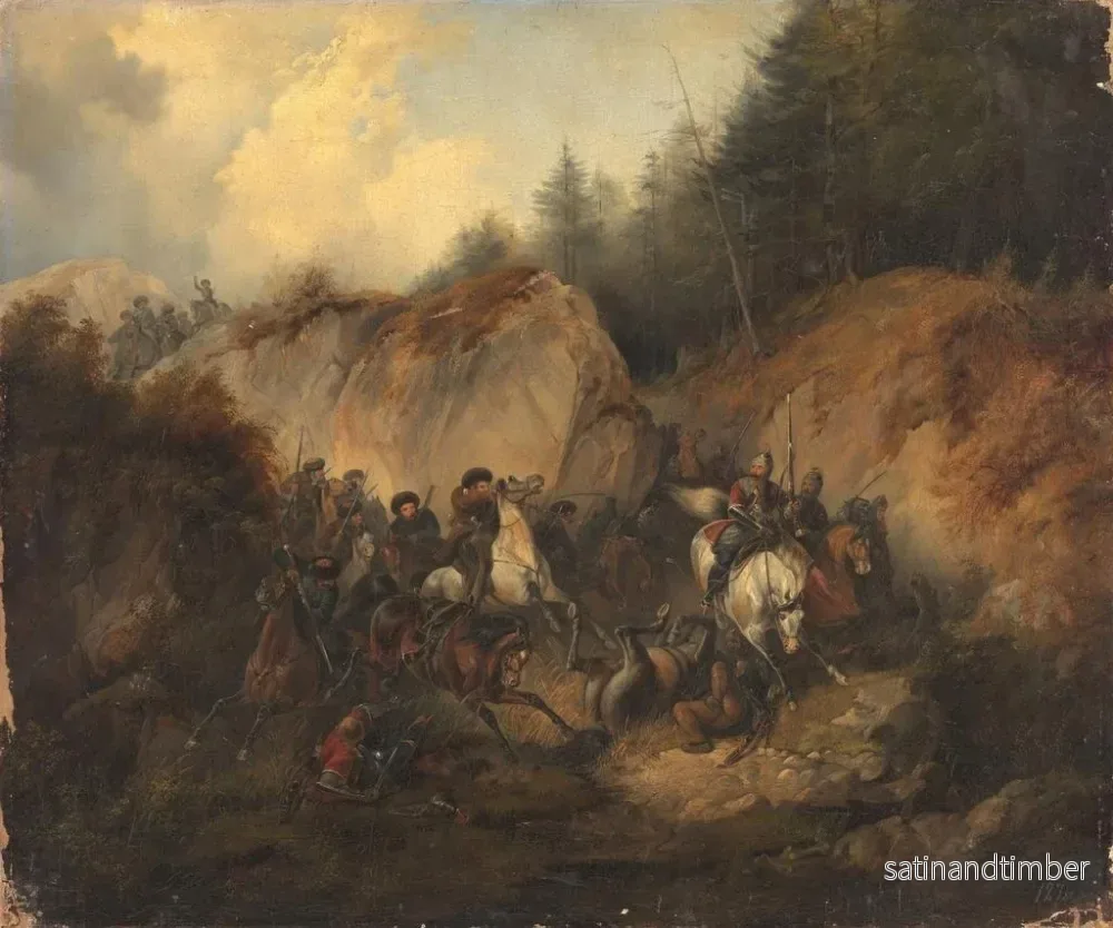 Reproduktion av målningen La bataille entre les cosaques et les circassiens - Heinrich Ambros Eckert - Bild 2