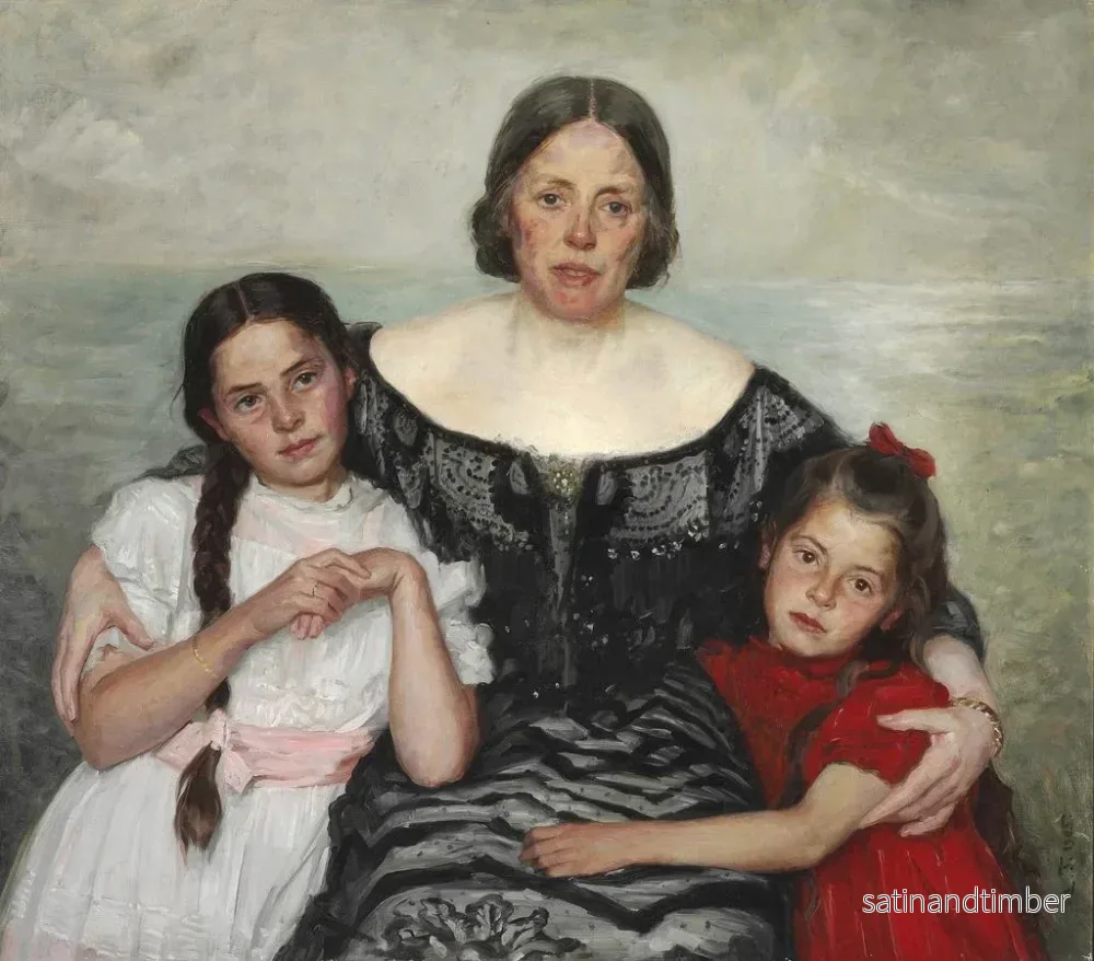 Reproduktion av målningen av gruppporträtt av Frederikke Tuxen med Yvonne och Nina - Laurits Tuxen - Bild 2