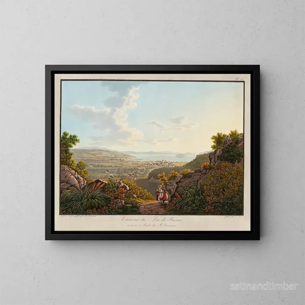 Reproduktion av målningen Environs du lac de Bienne - Peter Birmann
