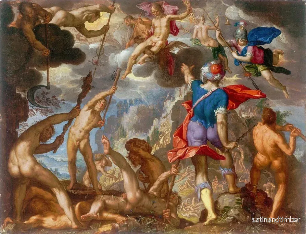 Reproduktion av målningen La bataille entre les dieux et les géants - Joachim Wtewael - Bild 2