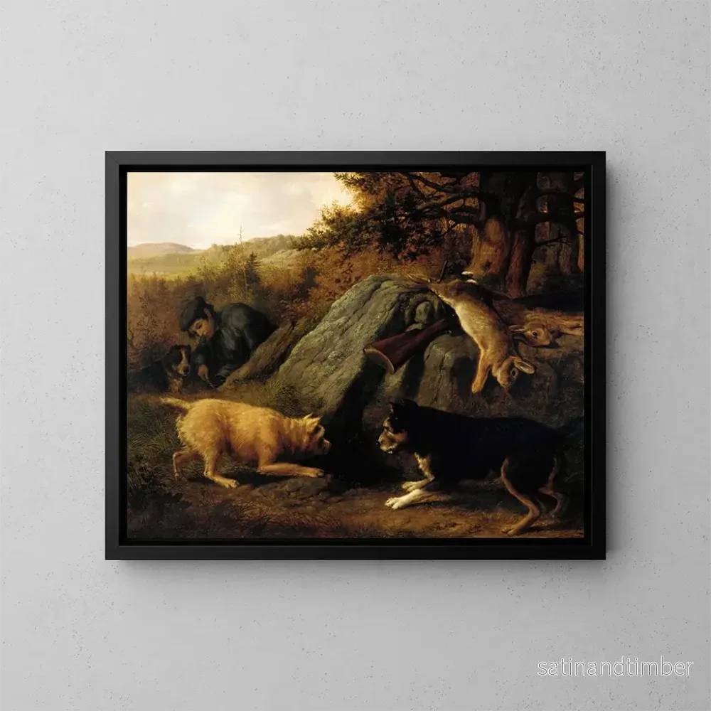 Reproduktion av målningen Les chasseurs de lapins - Thomas Hewes Hinckley