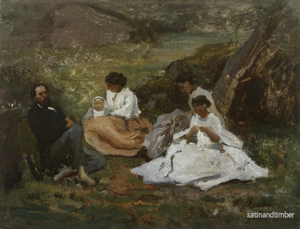 Reproduktion av målningen av familjesamling i Bourron-Marlotte - Jules Breton - Bild 2