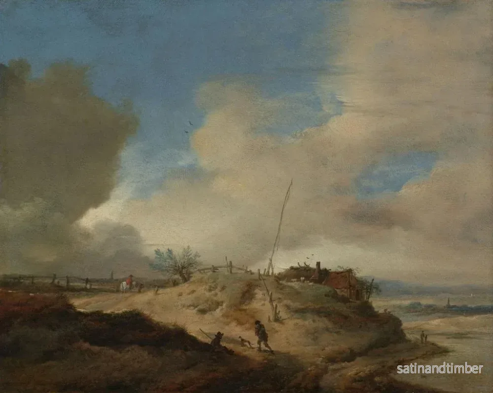 Reproduktion av målningen Landskapsbild av sanddyner med en signalstolpe - Philips Wouwerman - Bild 2