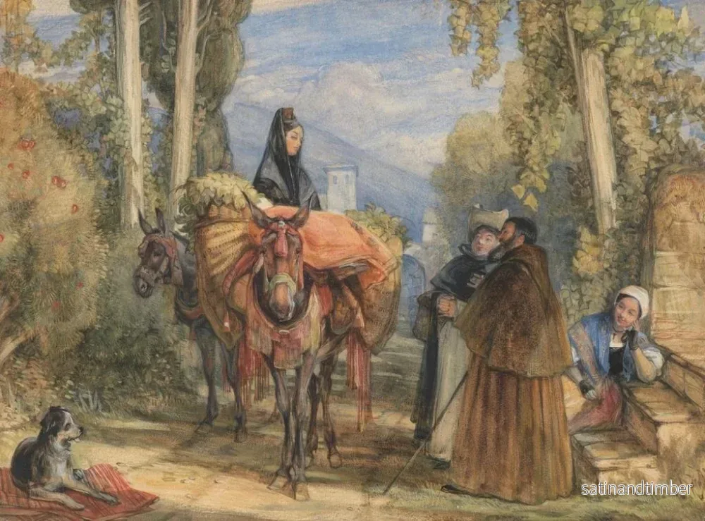 Reproduktion av målningen En väg nära Sevilla, Spanien - John Frederick Lewis - Bild 2