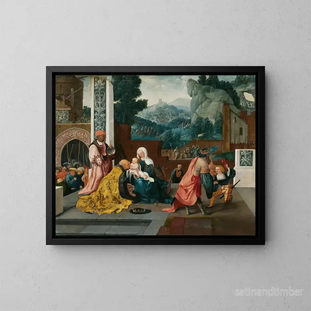 Reproduktion av målningen tillbedjan av de vise männen - Jan van Scorel