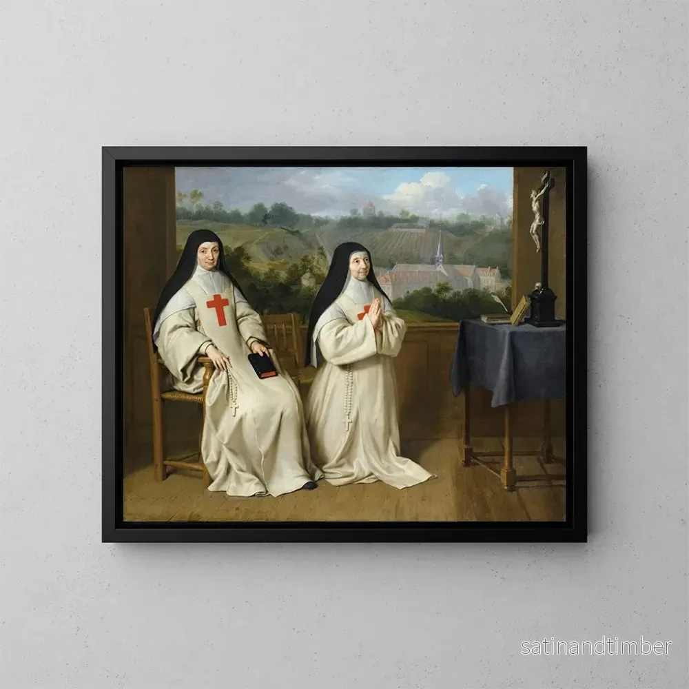 Reproduktion av målningen av porträtt av moder Agnès och syster Angélique från Port-Royal-des-Champs - Philippe de Champaigne