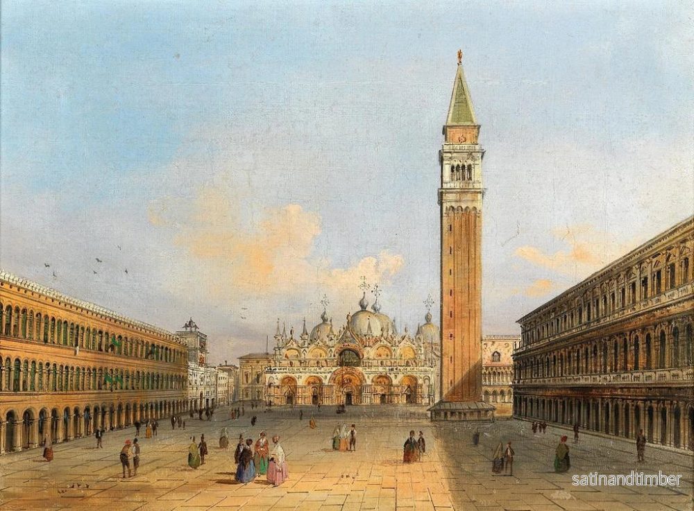 Reproduktion av målningen En vy av Sankt Marks torg och Campanile - Carlo Grubacs - Bild 2