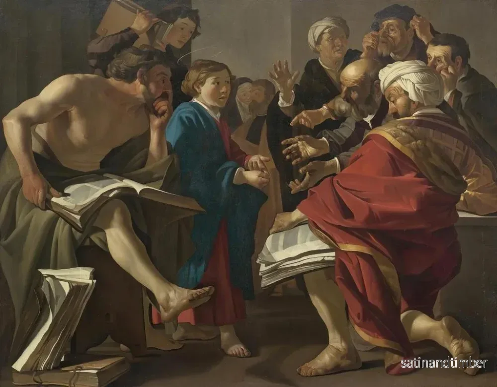 Reproduktion av målningen Le Christ parmi les docteurs - Dirck van Baburen - Bild 2