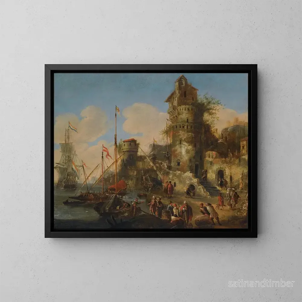 Reproduktion av målningen En caprice de port méditerranéen - Peter van de Velde