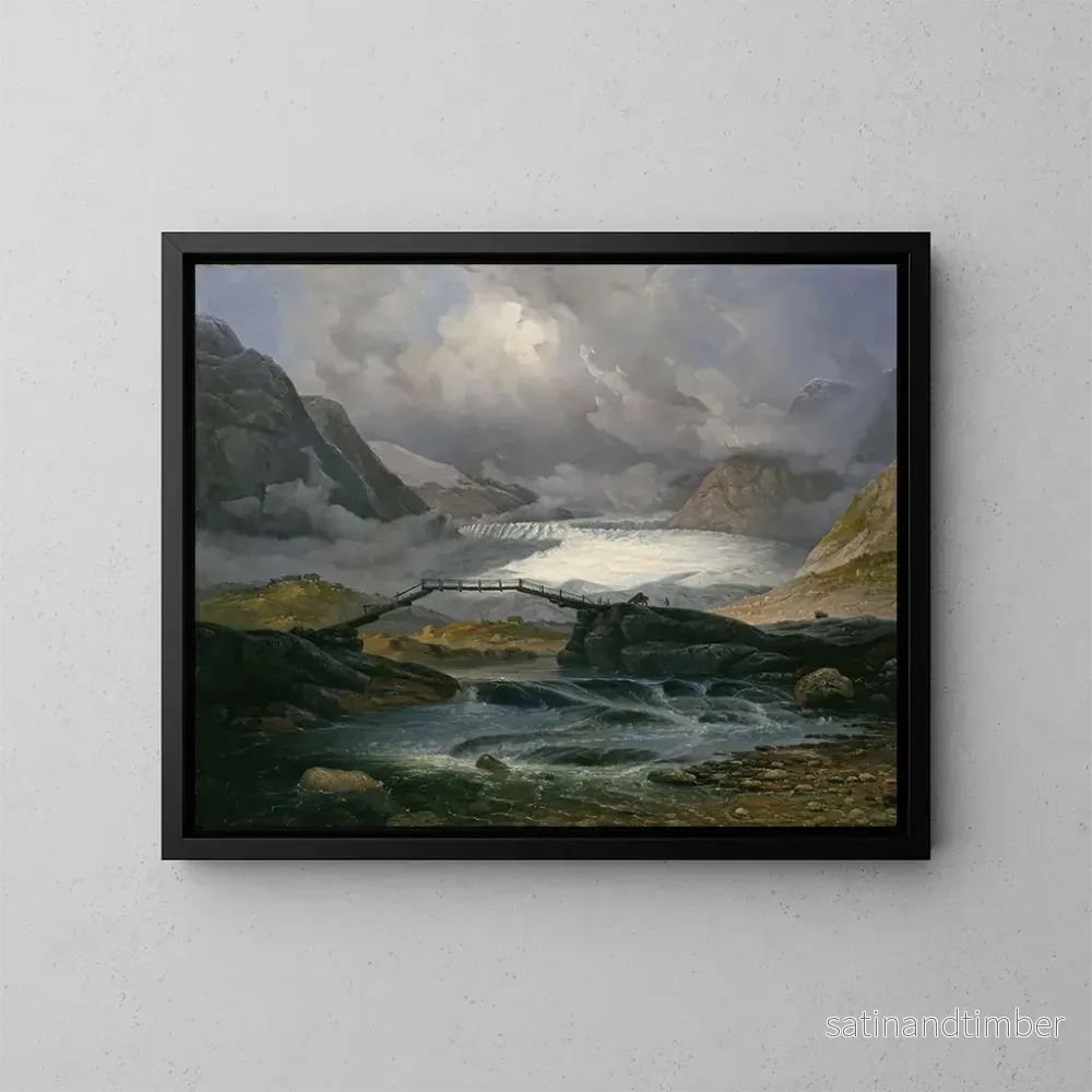 Reproduktion av målningen av Glacier Nigardsbreen i Justedalen-dalen - Knud Baade