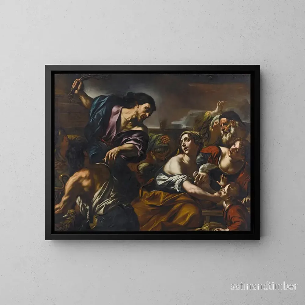 Reproduktion av målningen L'Expulsion du Temple - Giovanni Battista Beinaschi