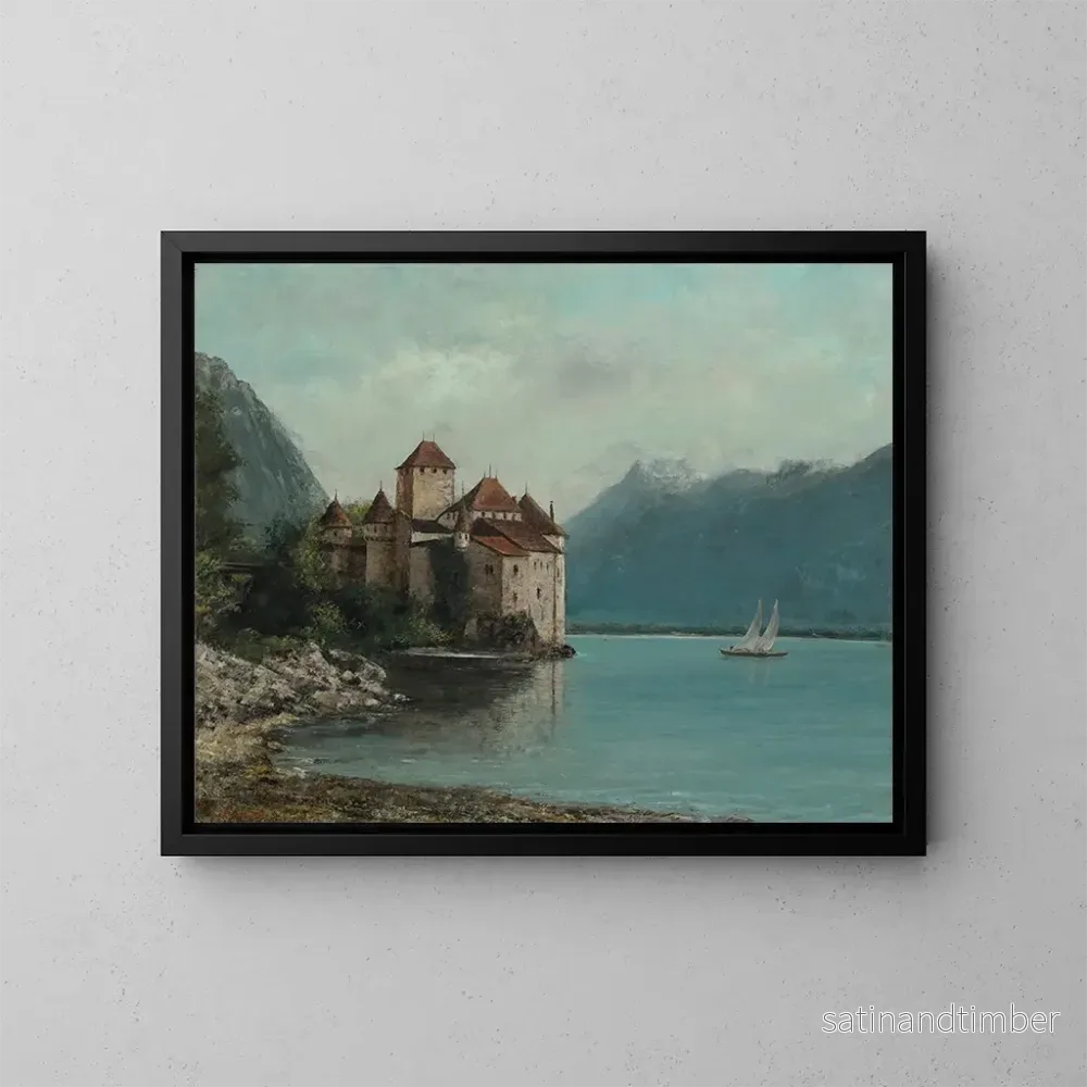 Reproduktion av målningen Le Château de Chillon, lac Léman - Gustave Courbet