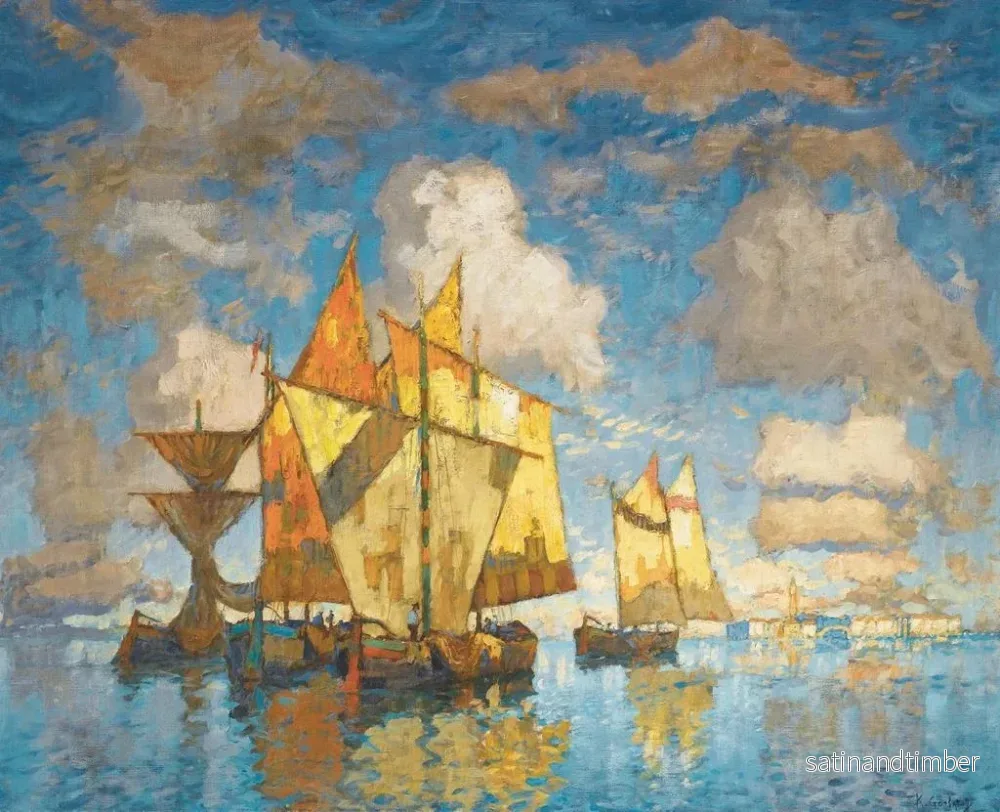 Reproduktion av målningen Båtar för fiske i lagunen i Venedig - Konstantin Ivanovich Gorbatov - Bild 2