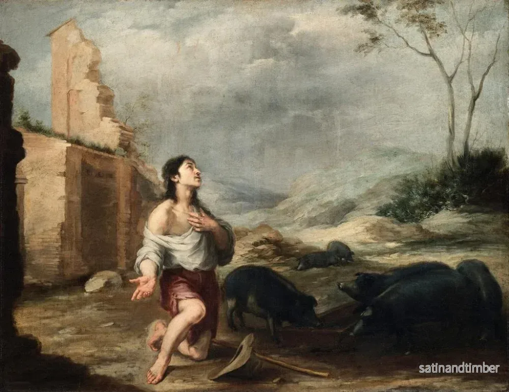 Reproduktion av målningen Den bortkomne sonen som föder grisar - Bartolomé Esteban Murillo - Bild 2