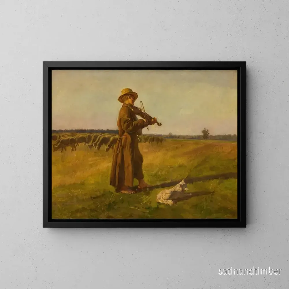 Reproduktion av målningen Le Pêcheur de vaches - Józef Chełmoński