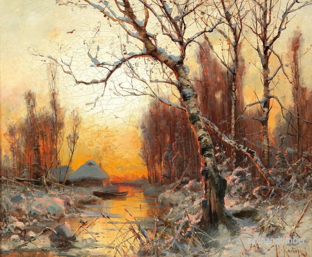 Reproduktion av målningen vinterlandskap med björkar i kvällsljuset - Julius Sergius Klever - Bild 2
