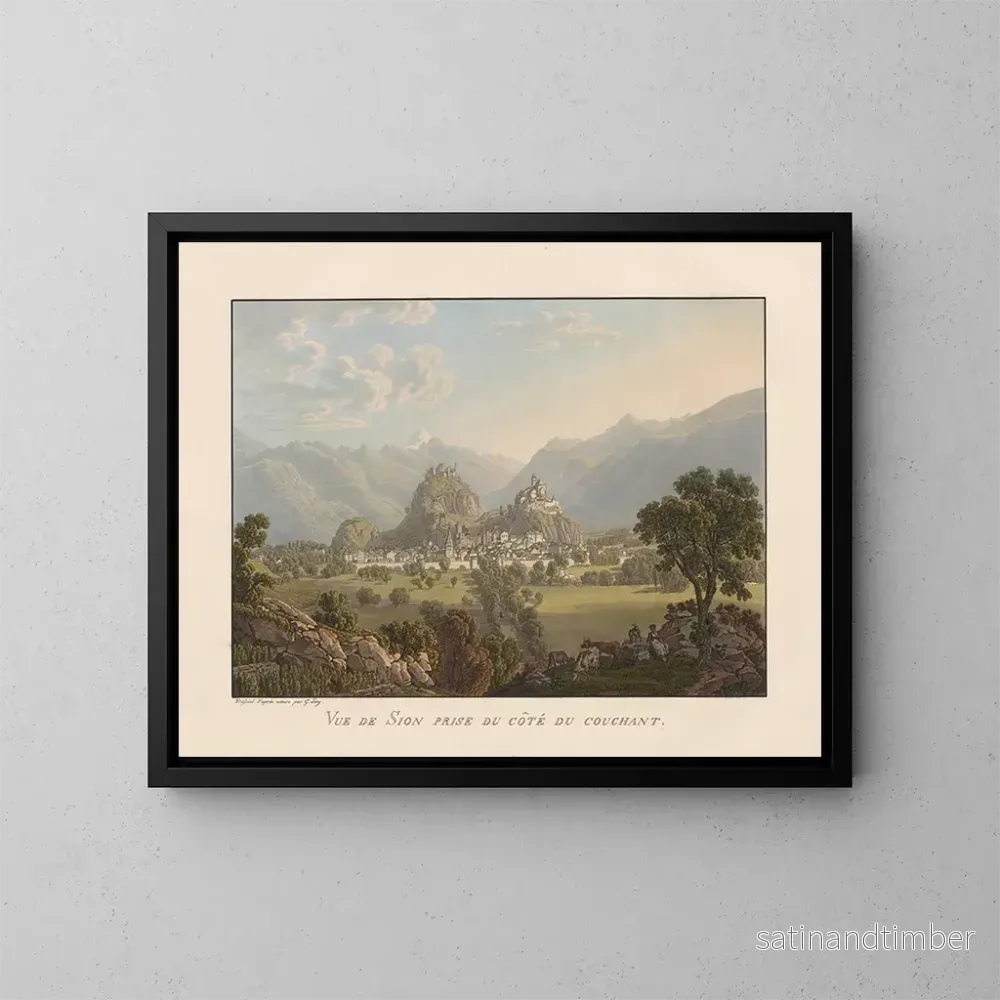Reproduktion av målningen Vue de Sion prise du côté du couchant - Gabriel Lory le Jeune