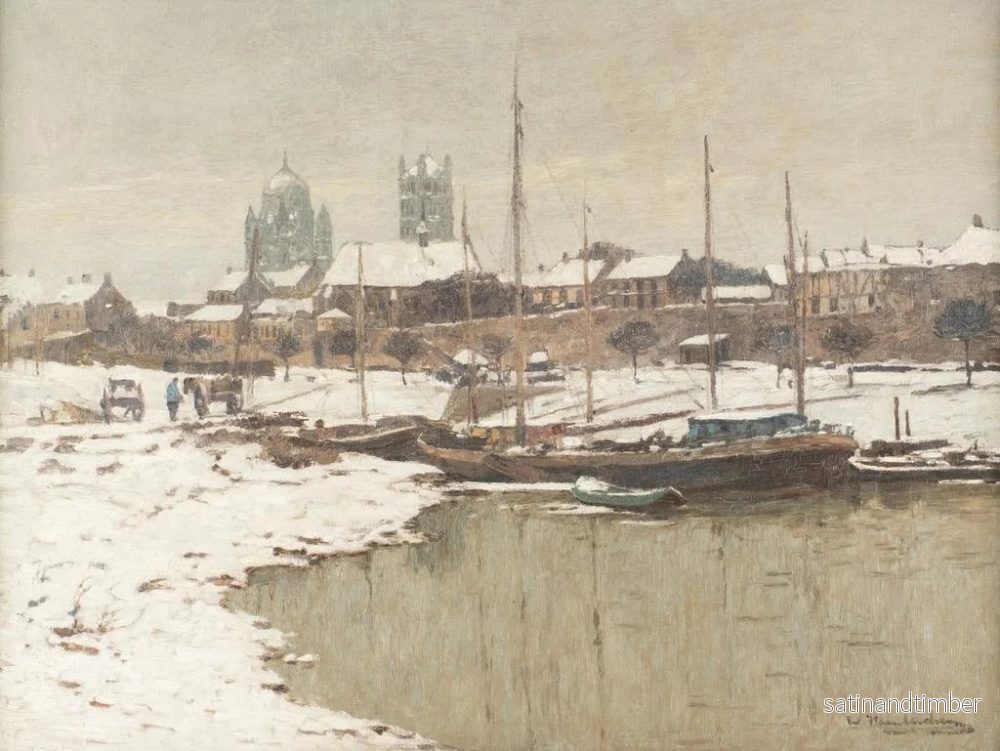 Reproduktion av målningen Neuss under snön - Wilhelm Hambüchen - Bild 2
