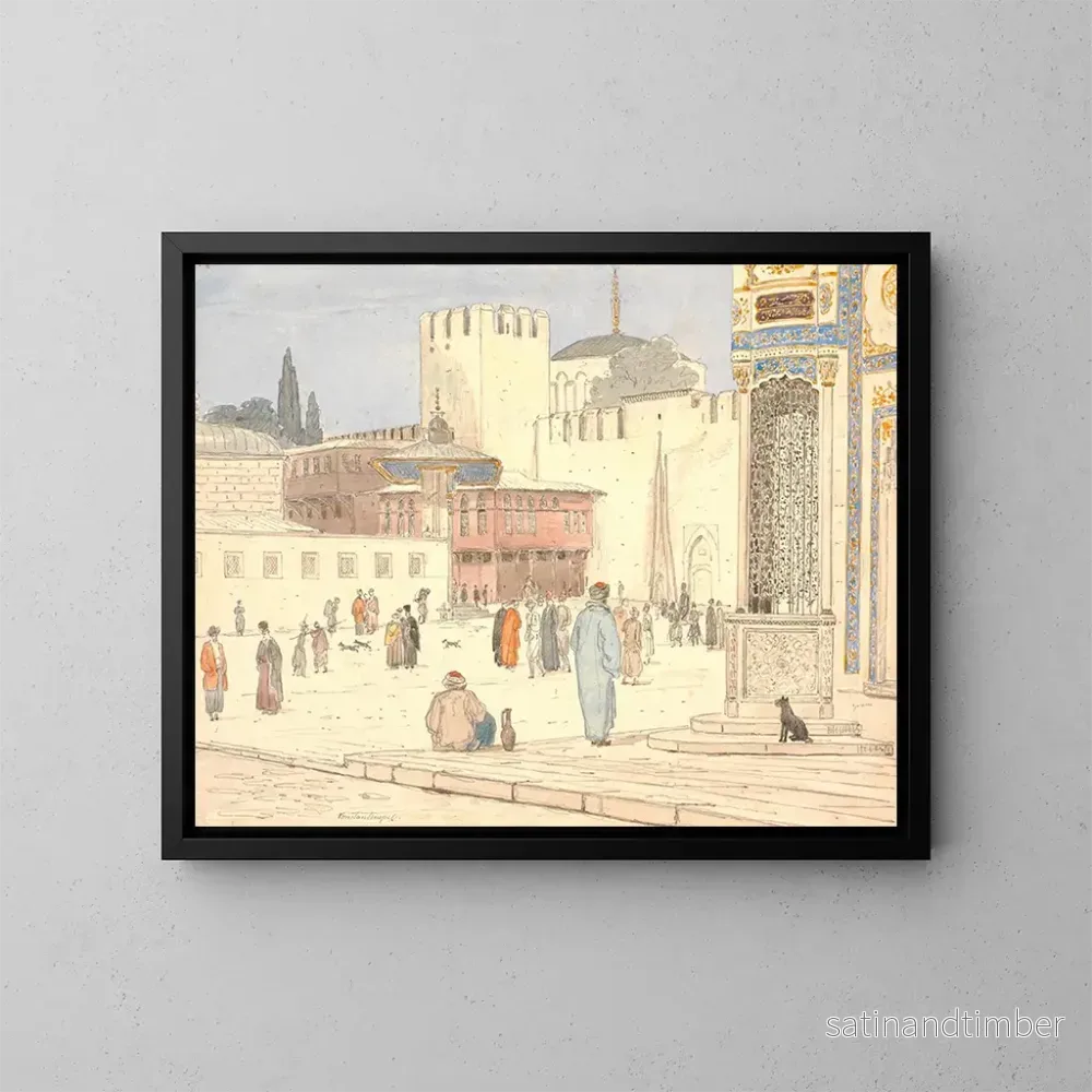 Reproduktion av målningen La place devant BabiHmayan à Constantinople - Martinus Rørbye