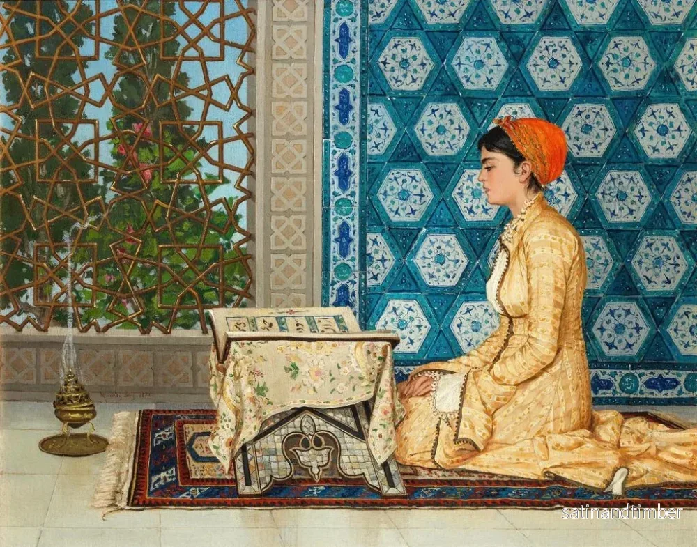 Reproduktion av målningen av en ung kvinna som läser - Osman Hamdi Bey - Bild 2