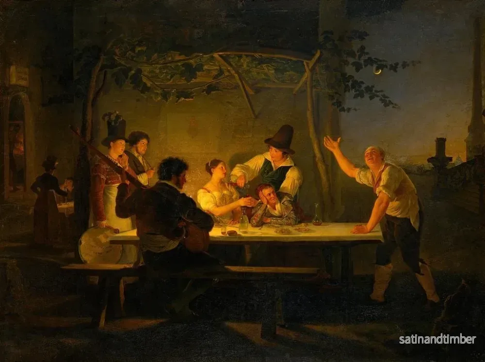 Reproduktion av målningen av kvällsscen i en romersk osteria - Luigi Fioroni - Bild 2