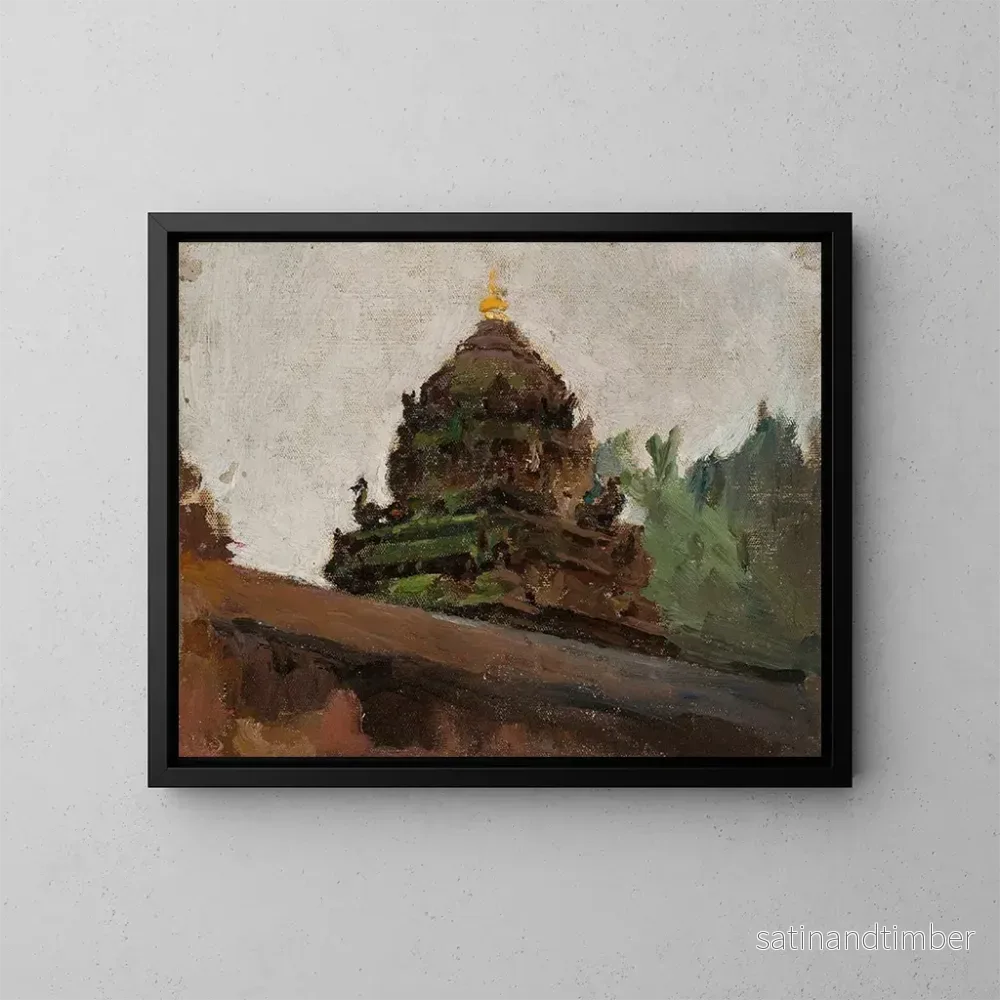 Reproduktion av målningen av det gamla templet i Madras - Jan Cybis