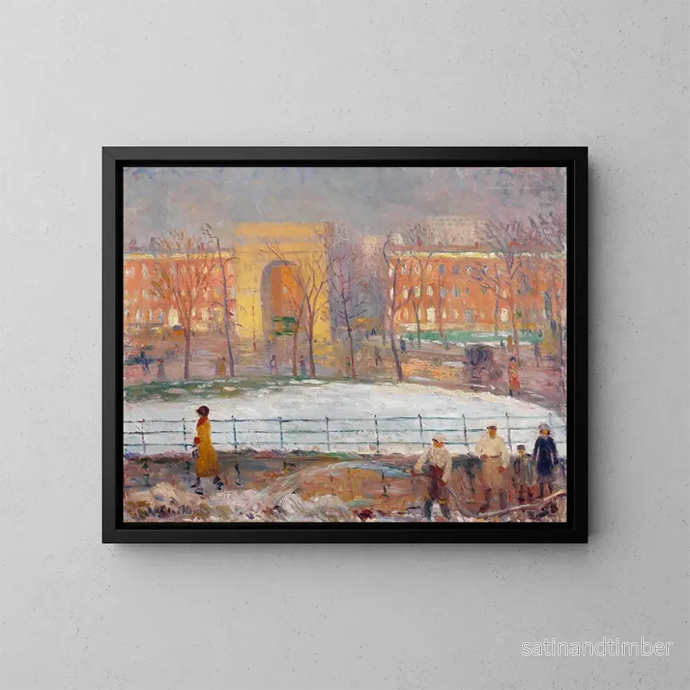 Reproduktion av målningen Les nettoyeurs de rue à Washington Square - William James Glackens