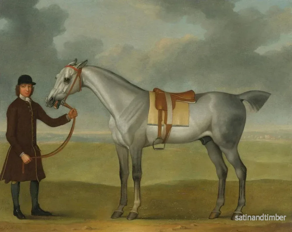 Reproduktion av målningen M. Thomas Panton och en grå tävlingshäst hålls av en groom på Newmarket Heath - James Seymour - Bild 2