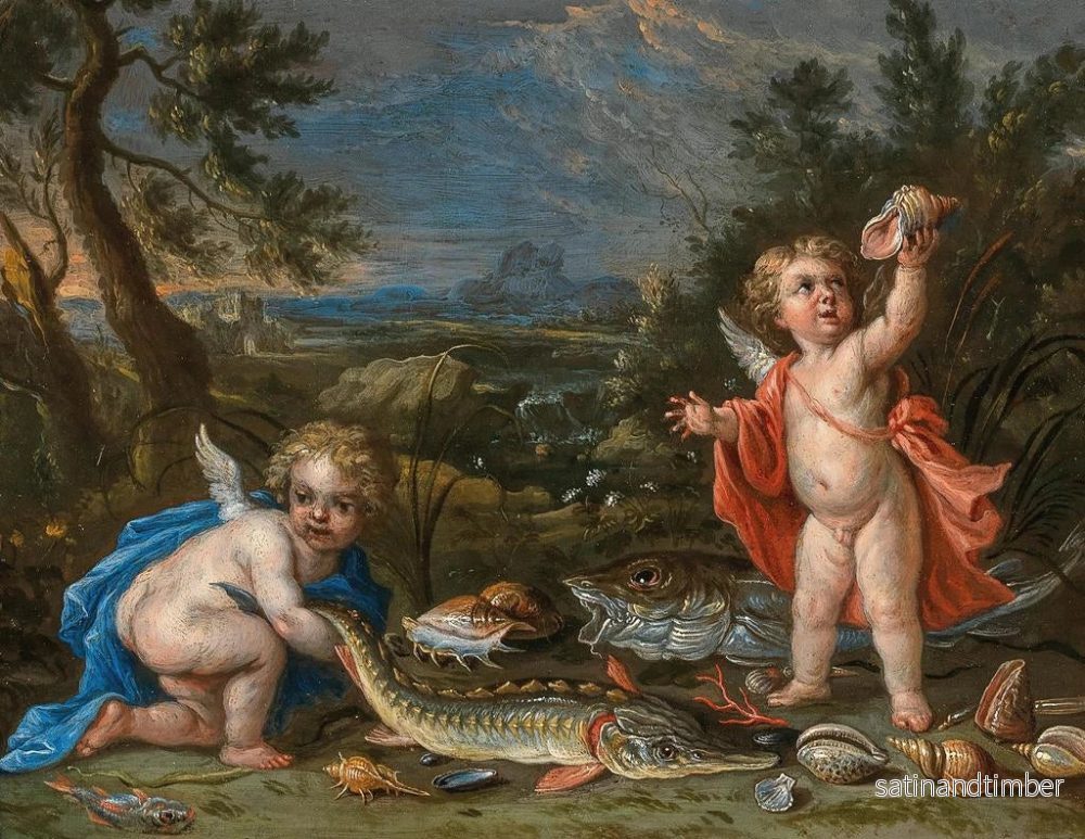 Reproduktion av målningen Två putti med fisk och skaldjur - Jan van Kessel den yngre - Bild 2