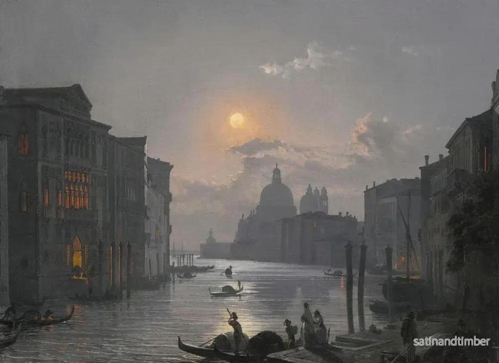 Reproduktion av målningen Venise, vy över Grand Canal med Palazzo Cavalli-Franchetti och Santa Maria della Salute - Friedrich von Nerly - Bild 2