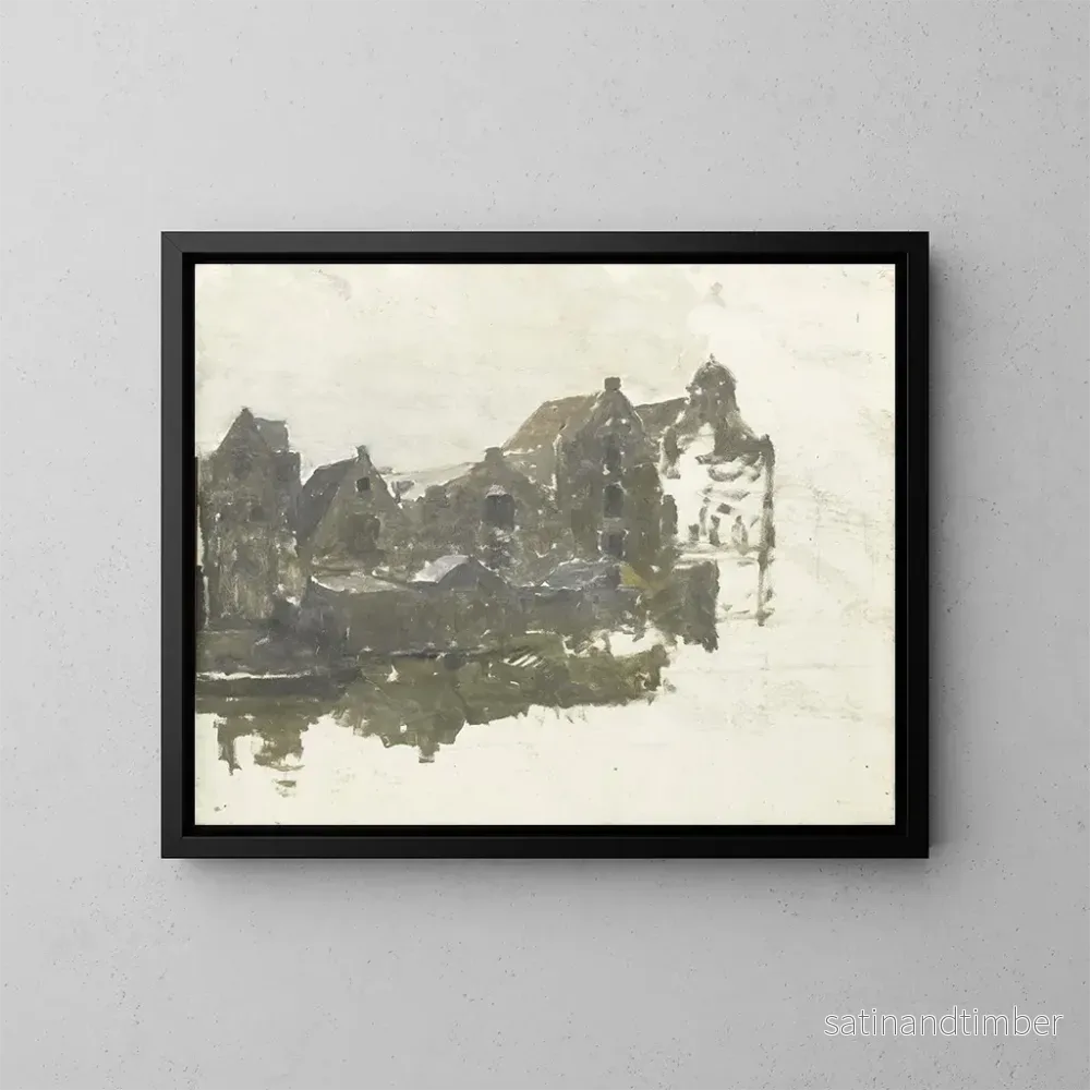 Reproduktion av målningen av Entrepôts sur les Teertuinen à Prinseneiland, Amsterdam - George Hendrik Breitner
