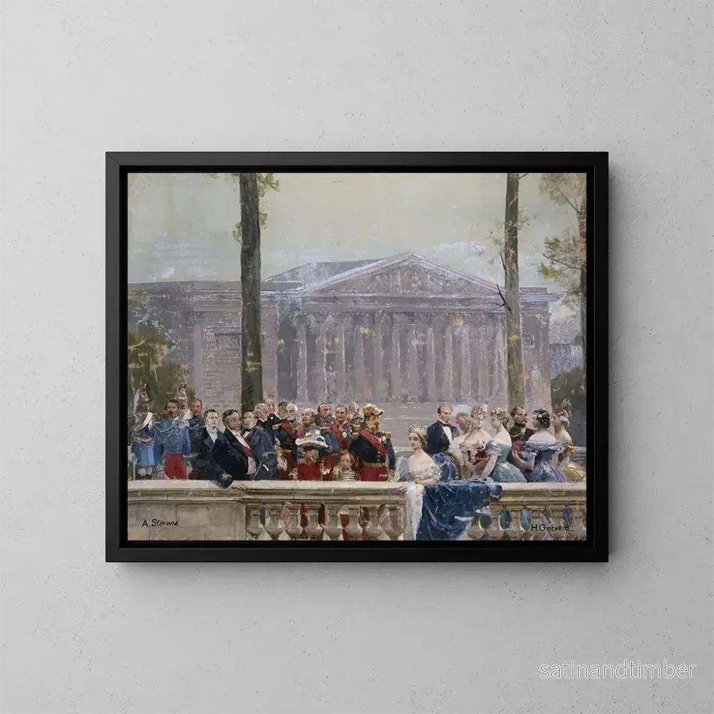 Reproduktion av målningen La famille impériale entourée de nombreuses personnalités du Second Empire devant le palais Bourbon – Henri Gervex Reproduktion av målningen La famille impériale entourée de nombreuses personnalités du Second Empire devant le palais Bourbon – Henri Gervex