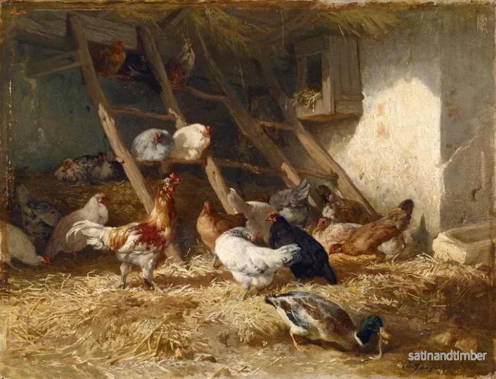 Reproduktion av målningen Poulettes - Charles Émile Jacque - Bild 2