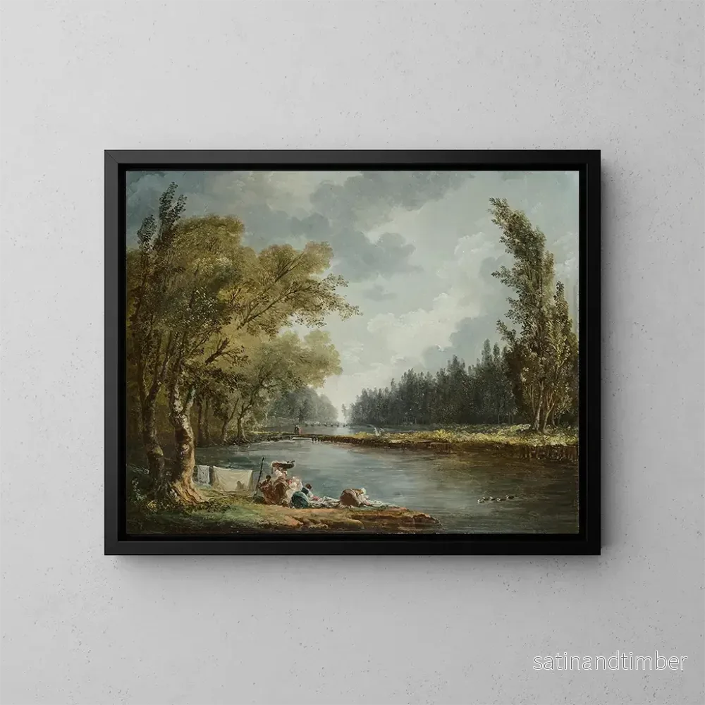 Reproduktion av målningen La Marne à Charenton et le Moulin de Charenton - Hubert Robert