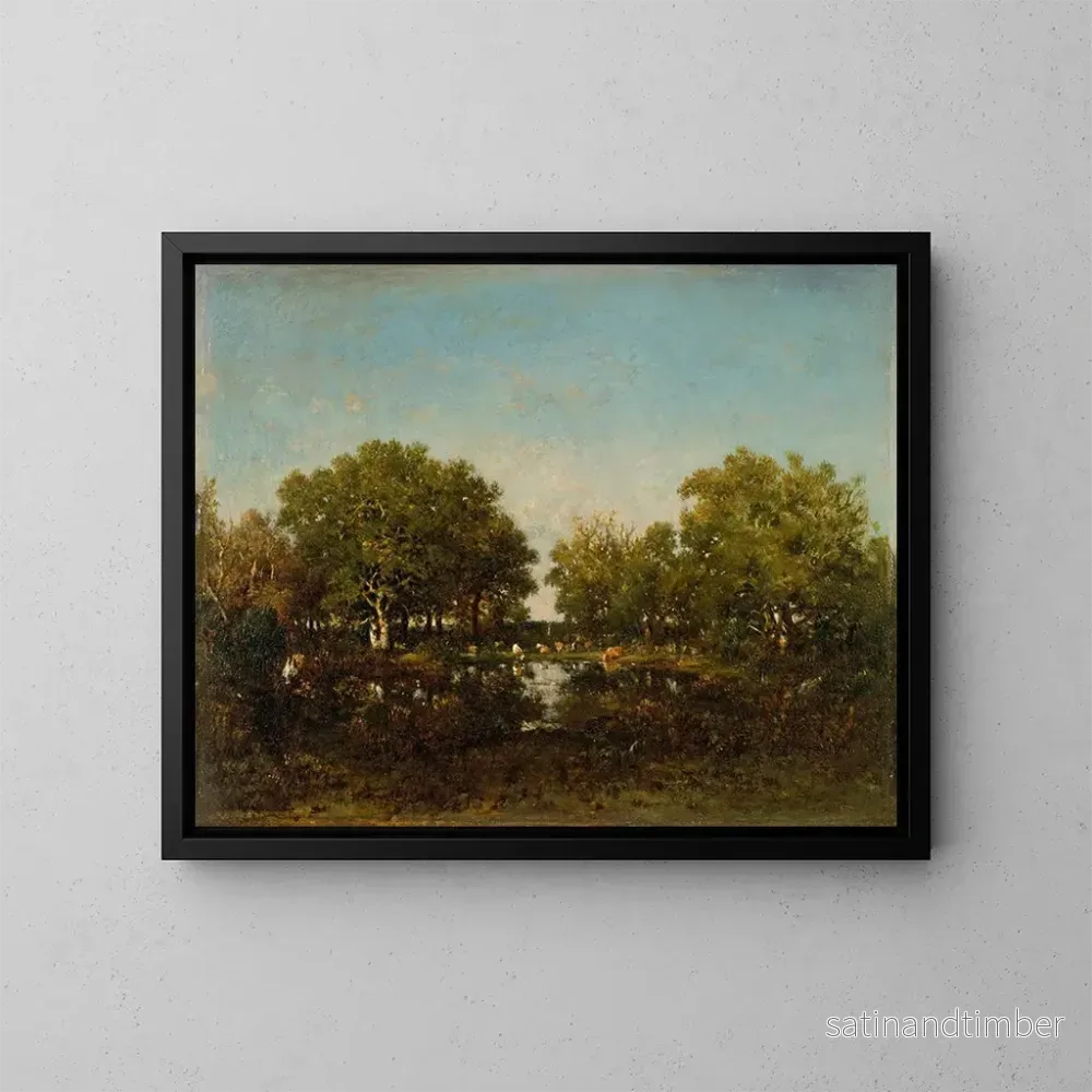 Reproduktion av målningen La mémoire de la piscine de la forêt de Chambord - Théodore Rousseau
