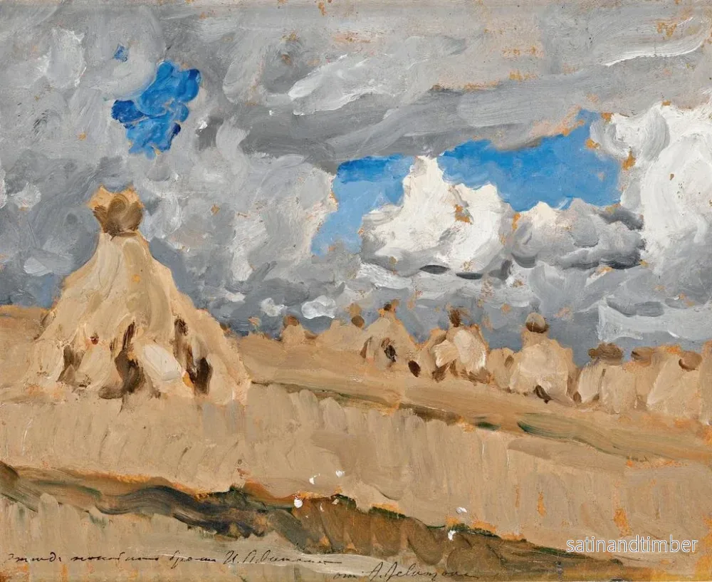 Reproduktion av målningen av höskullar i ett ryskt landskap - Isaac Levitan - Bild 2