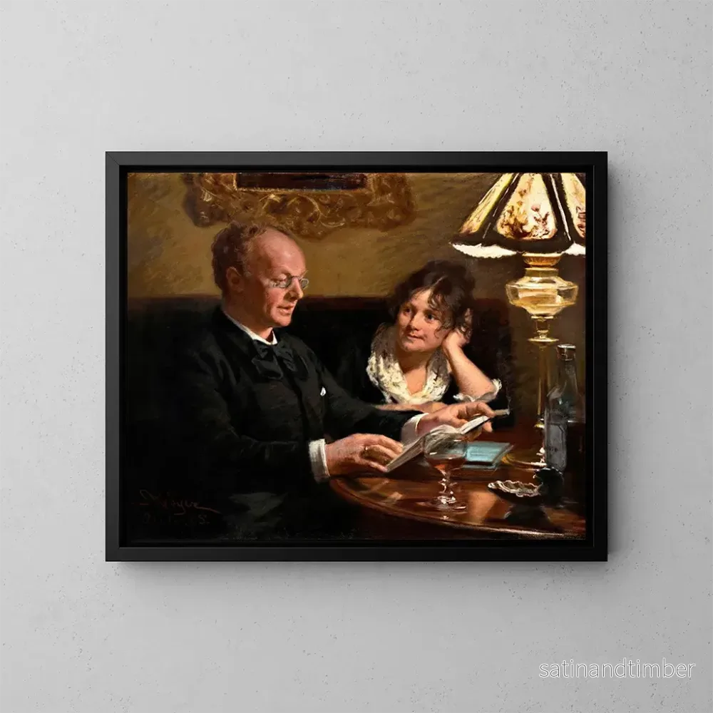 Reproduktion av målningen av det dubbla porträttet av den kungliga skådespelaren Emil Poulsen (1842-1911) och hans fru Anna född Nser (1849-1934) – Peder Severin Krøyer Reproduktion av målningen av det dubbla porträttet av den kungliga skådespelaren Emil Poulsen (1842-1911) och hans fru Anna född Nser (1849-1934) – Peder Severin Krøyer