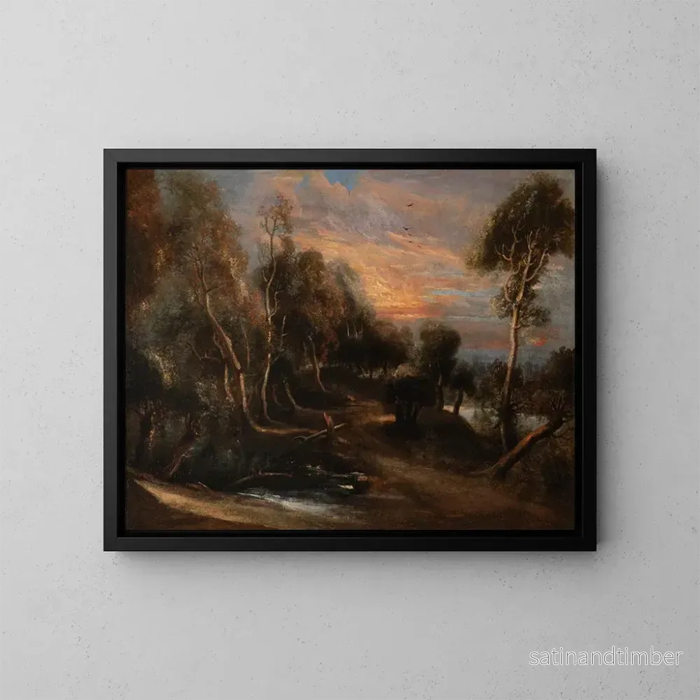 Reproduktion av målningen En skogsscen vid solnedgången - Peter Paul Rubens