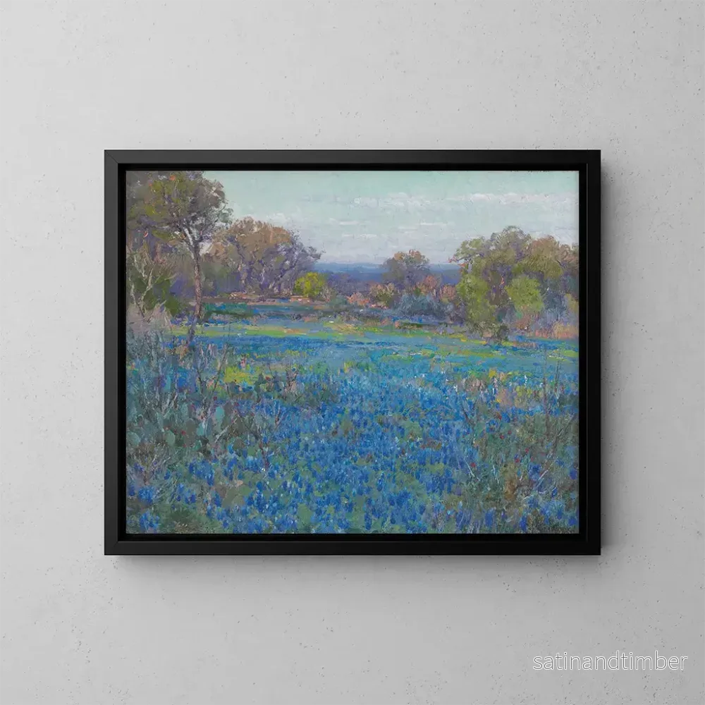 Reproduktion av målningen En fält av bluebonnets under eftermiddagens solsken - Julian Onderdonk