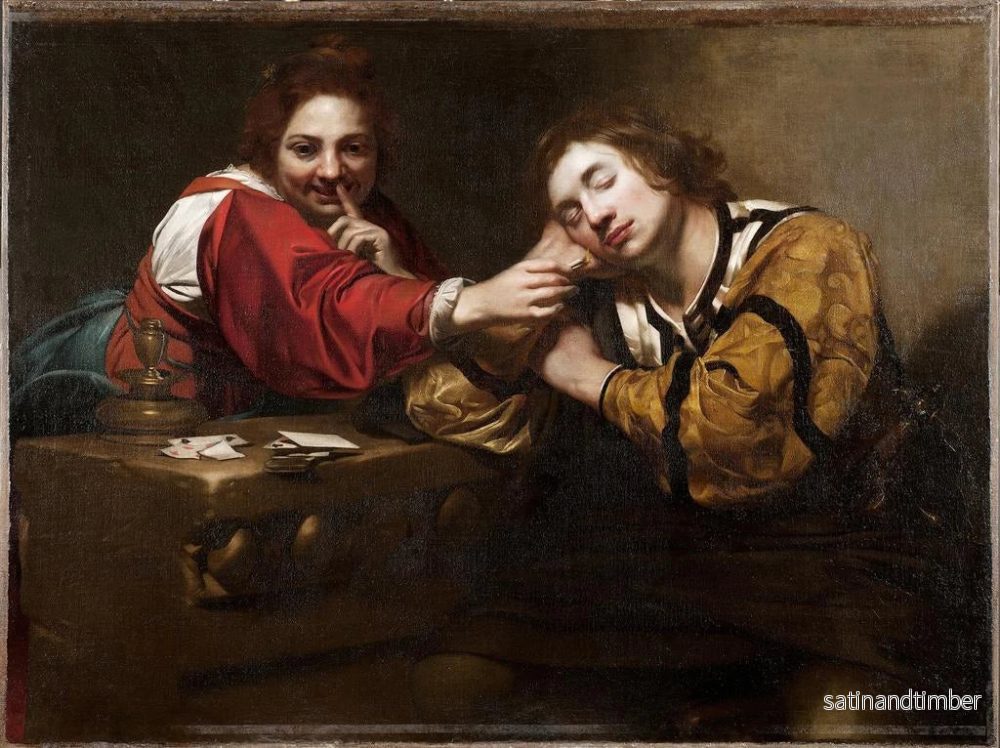 Reproduktion av målningen Le dormeur éveillé par une jeune femme avec du feu - Nicolas Régnier - Bild 2