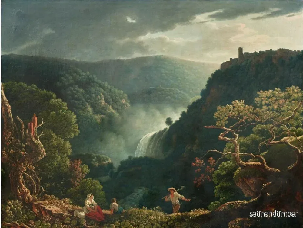 Reproduktion av målningen Les chutes d'eau de Tivoli avec des figures au premier plan - Carlo Labruzzi - Bild 2