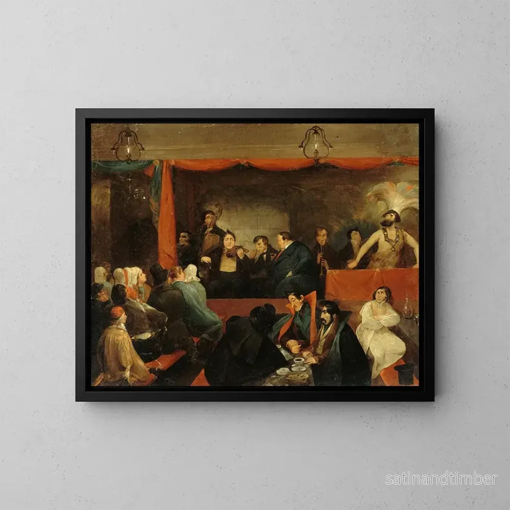 Reproduktion av målningen Le Café des aveugles au Palais-Royal - Charles-Joseph Travis de Villers