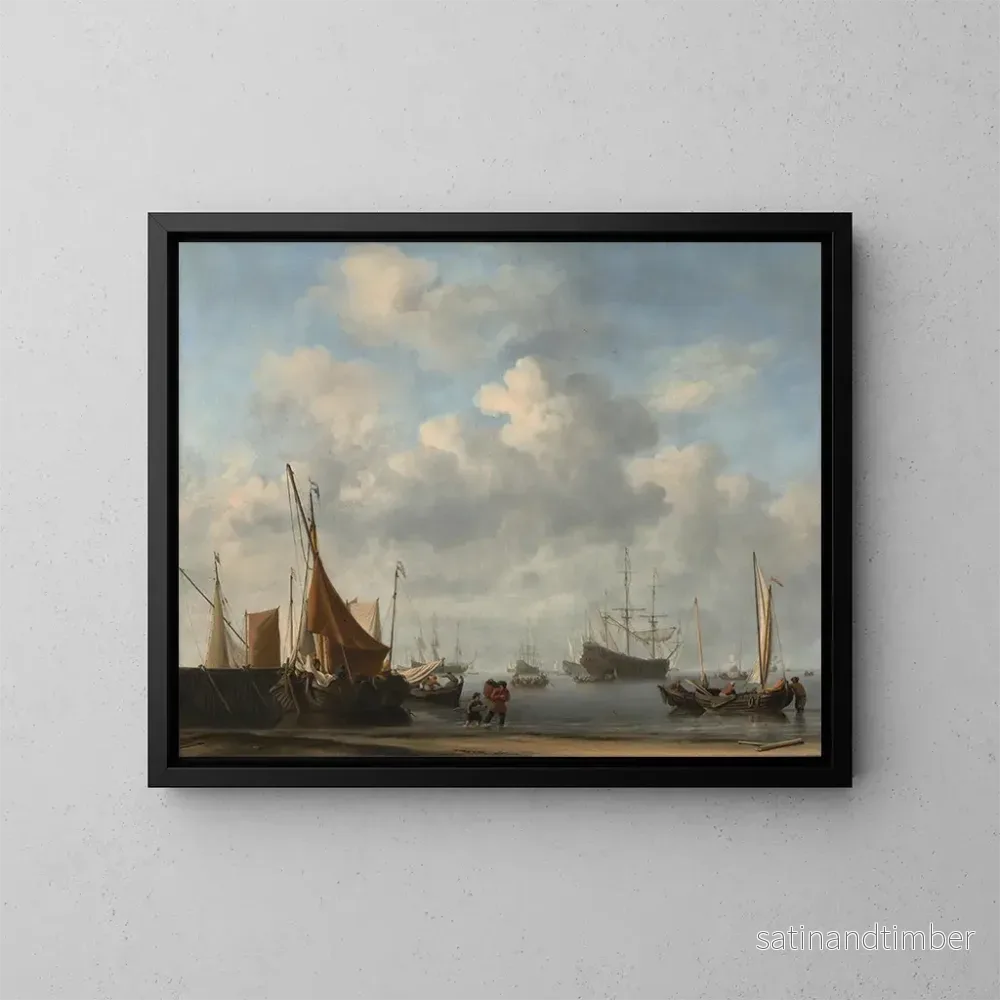 Reproduktion av målningen av en holländsk hamn-entré - Willem van de Velde den yngre