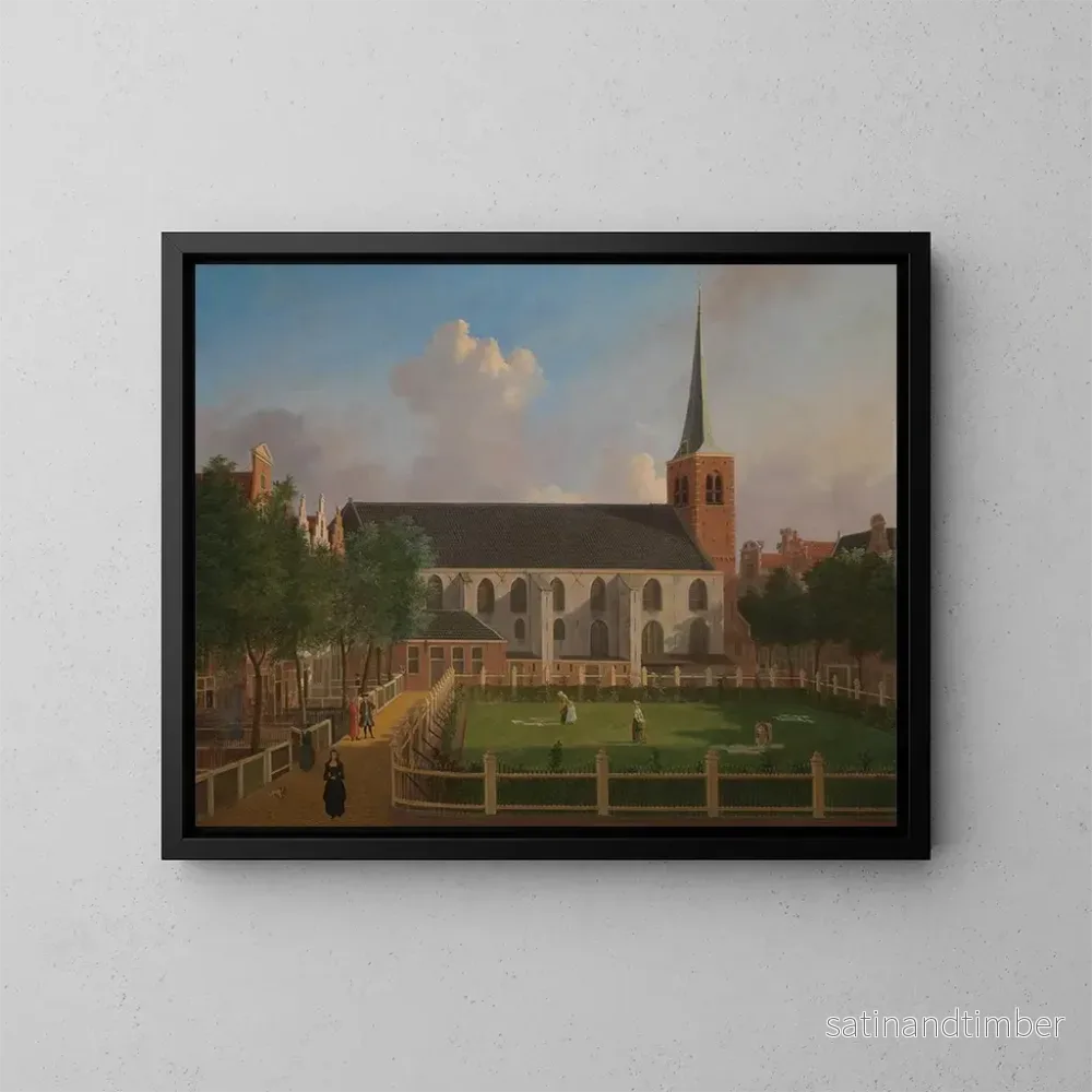Reproduktion av målningen Le Béguinage avec l'Église anglaise - Jan ten Compe