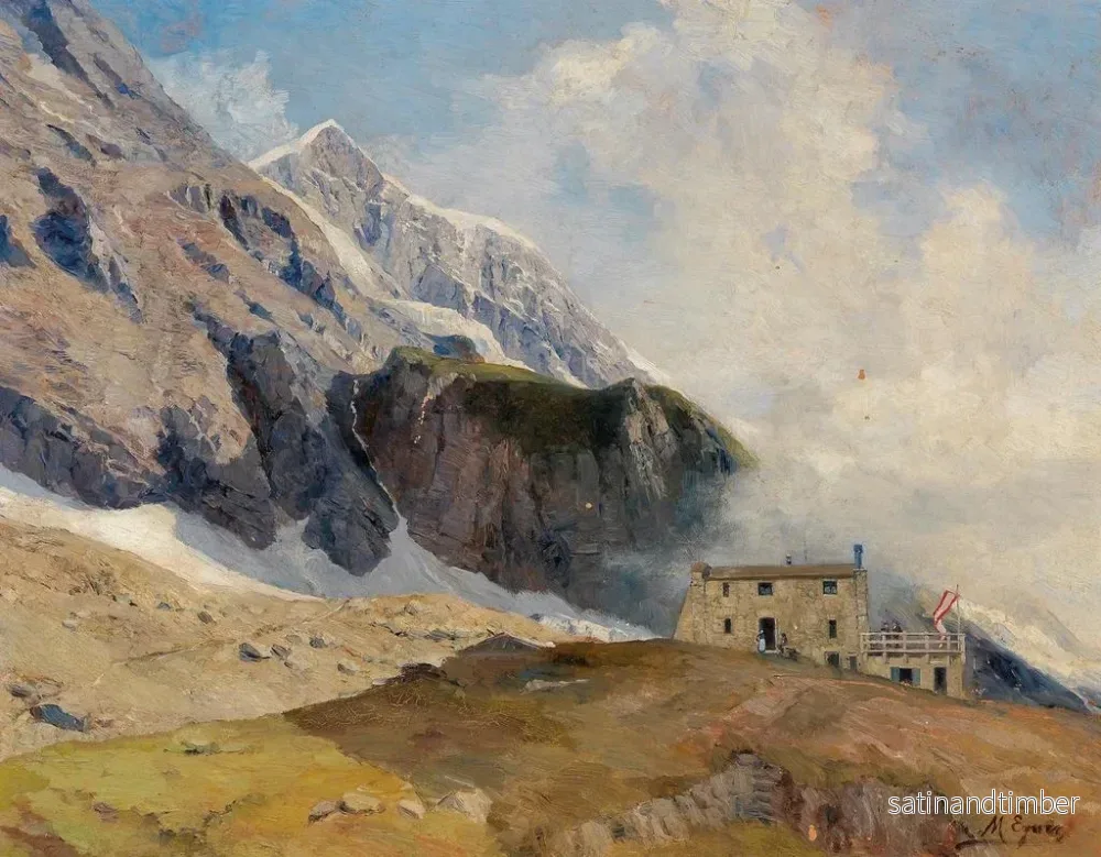Reproduktion av målningen Vue sur la Hütte de Mayence dans les Hohe Tauern avec le Großes Wiesbachhorn en arrière-plan - Marie Egner - Bild 2